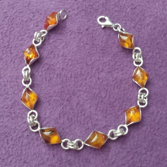 Amber Other - Sterling Silver Amber Bracelet